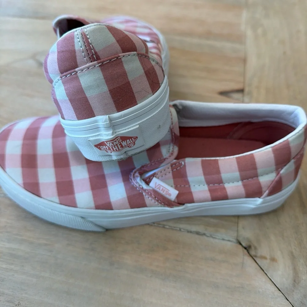 Vans Pink and White Checkered Slip-On Sneakers - Picture 3 of 4